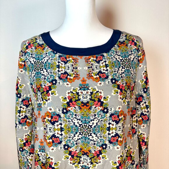 J. CREW 100% Silk Misty Fog Floral Shift Dress size 4 - Picture 3 of 8